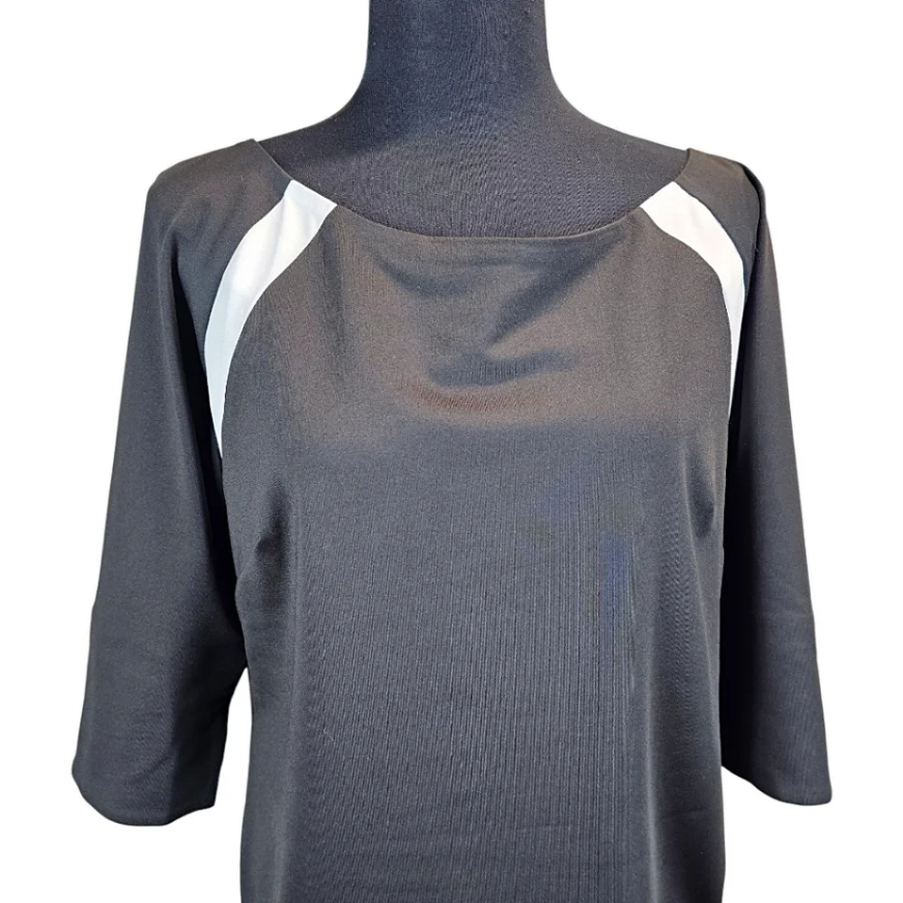 Gretchen Scott Jersey Tee Topper Medium Black 3/4 Sleeves Sporty Athleisure Golf - Picture 11 of 16